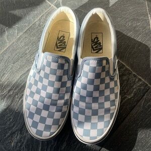 Vans Dust Blue Periwinkle Checkered Slip On Sneakers